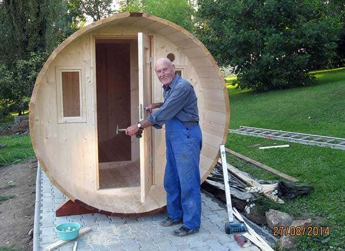 Sauna-Aufbau: Fenster, Tür