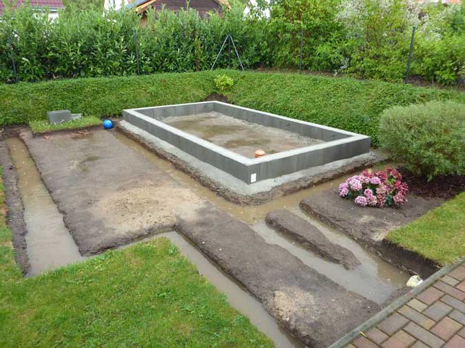 Aufbau eines Gartenhauses mit Podest-Fundament