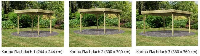 3 Karibu Flachdach-Pavillons