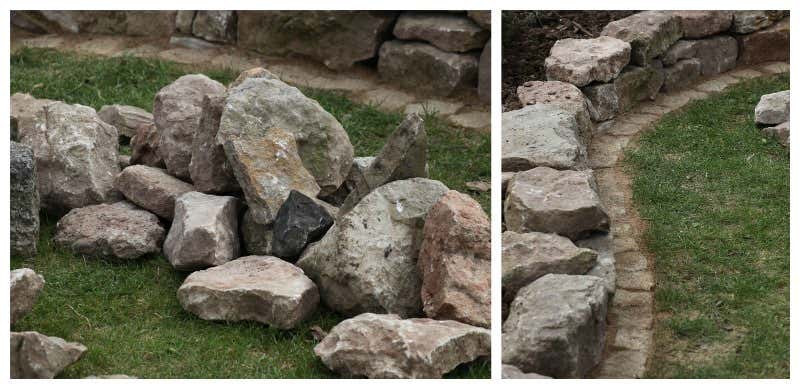Sandsteine für die Beetumrandung und Natursteinmauer