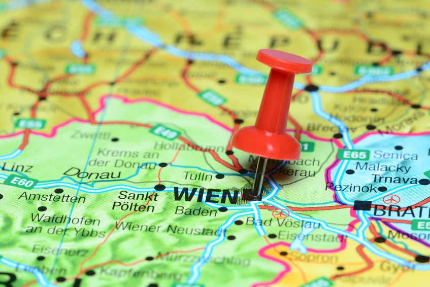Landkarte von Österreich mit Wien