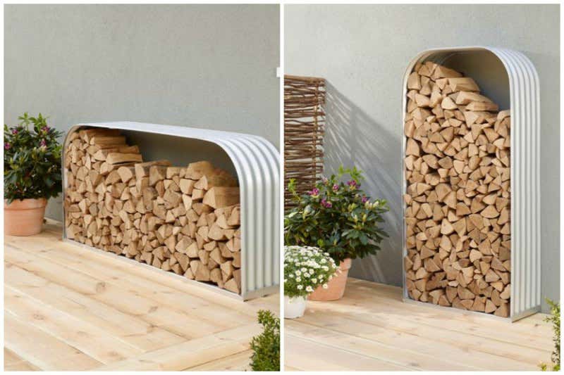 Brennholz einfach unter einem Holzunterstand lagern - schützt vor Nässe und Kälte