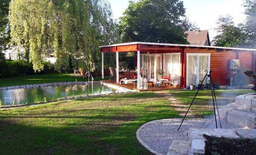 Gartenhaus Carroz-Modern-70: Paradies mit Teich & Grillplatz