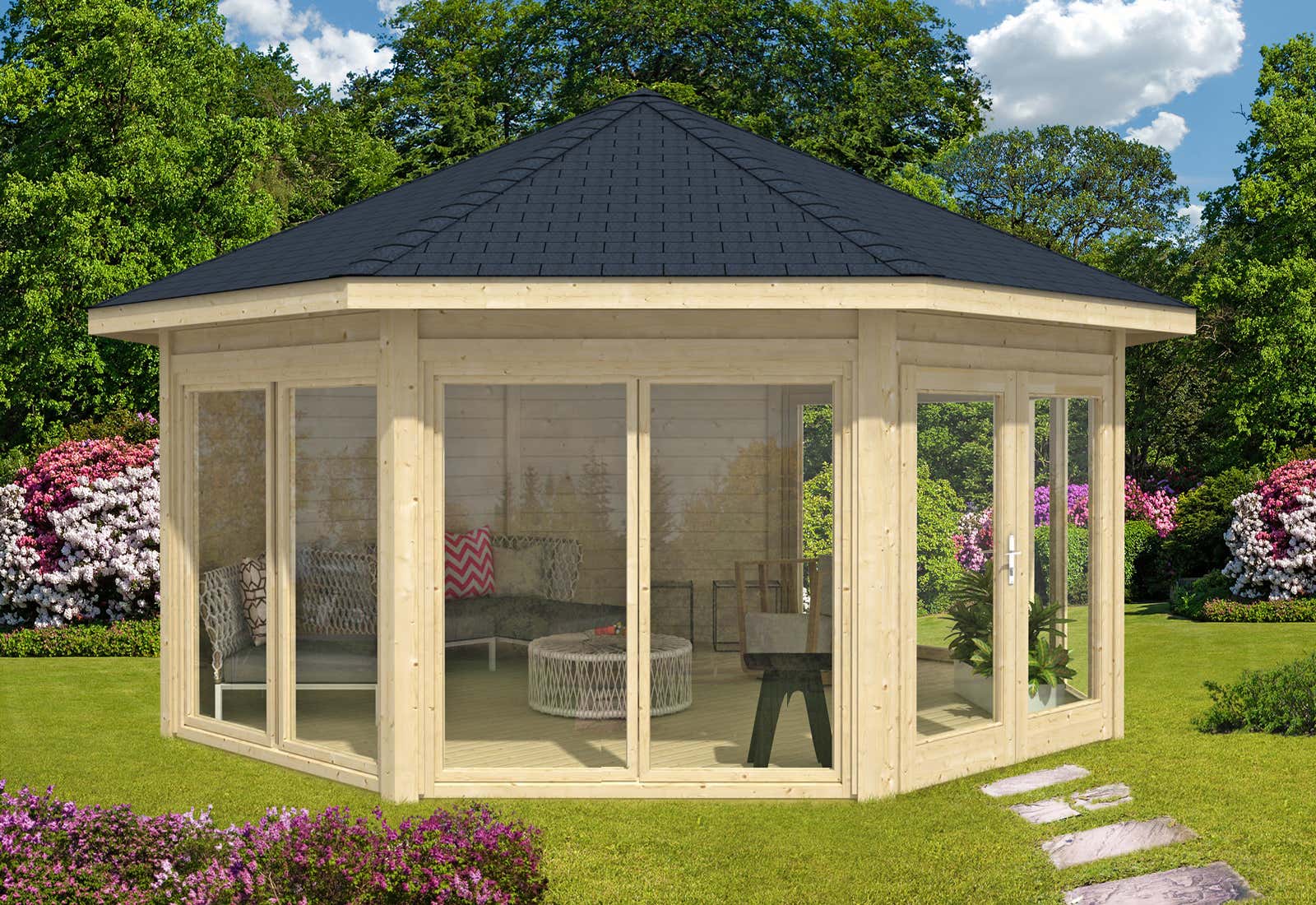 Gartenpavillon Modell Rügen mit vier Fenstern - A-Z Gartenhaus GmbH